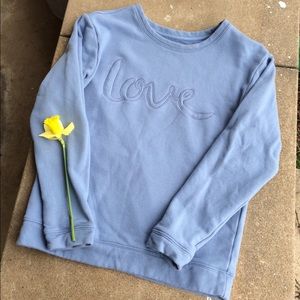 ANN TAYLOR LOFT powder blue "Love" sweatshirt