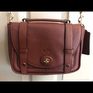 Authentic maroon leather coach cross body bag