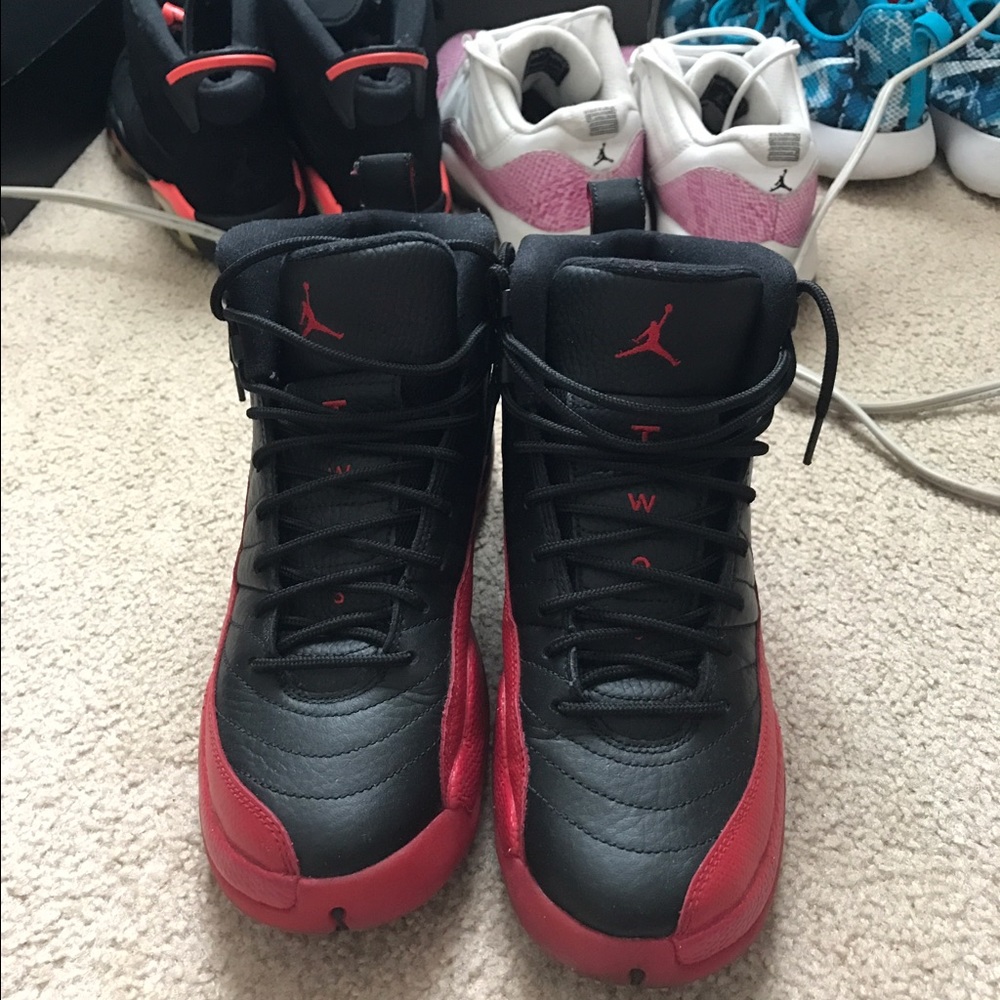 Nike Air Jordan's 12 Black and Red 6Y