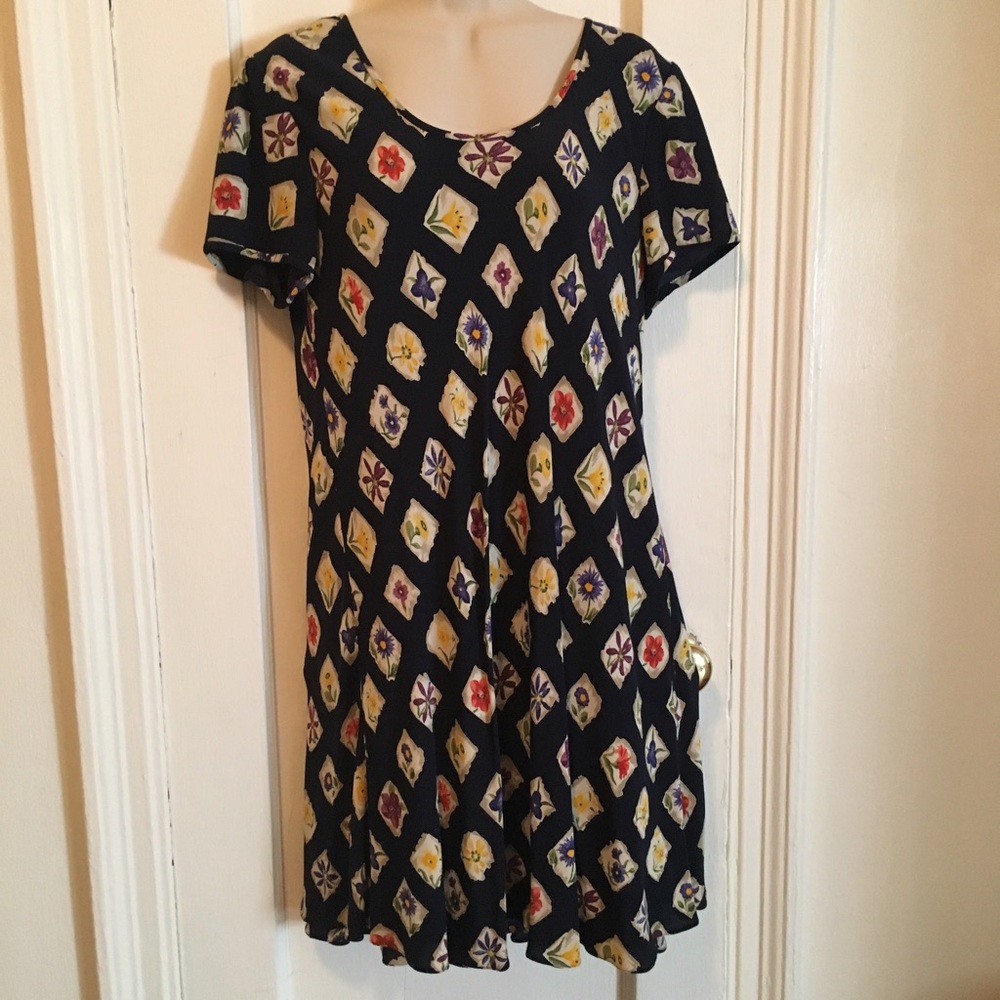 Liz Claiborne navy floral A-line dress