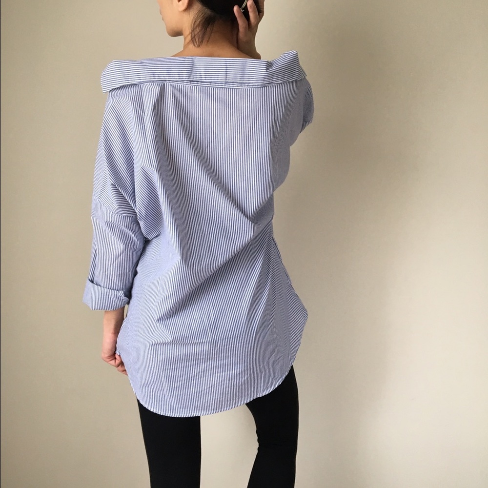 Boyfriend shirt collar back tunic top - Picture 4 of 4