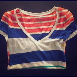 American Eagle Colorful Striped Vneck