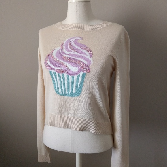 lauren conrad Sweaters - !!NWOT Cupcake sequin crop hi low sweater
