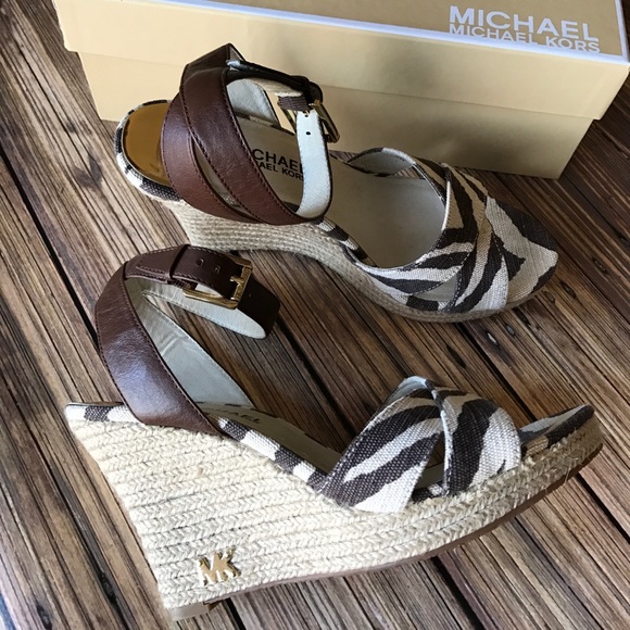 MICHAEL Michael Kors Shoes - Michael Kors Leather & Canvas Kami Wedges 8.5