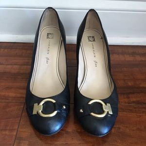 Black Leather Anne Klein Heels