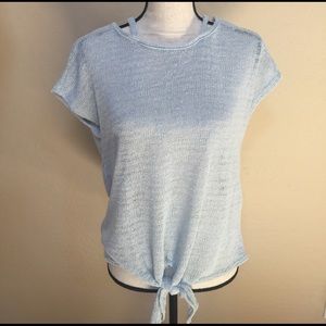 Light blue knot blouse