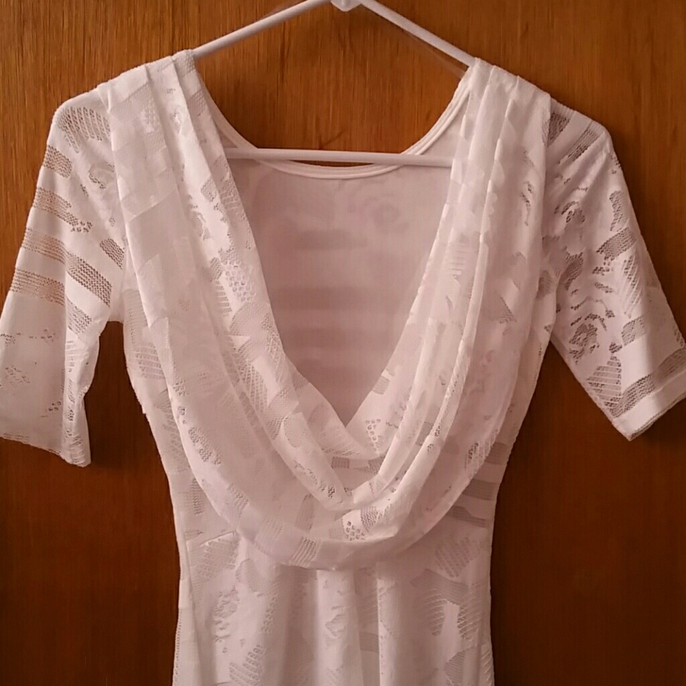 Sexy White Flower Lace Mid Sleeve Dress