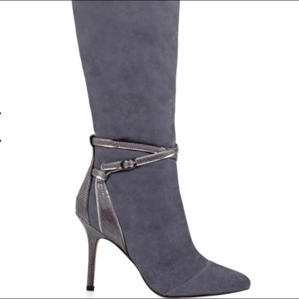 White House Black Market Gray suede boots