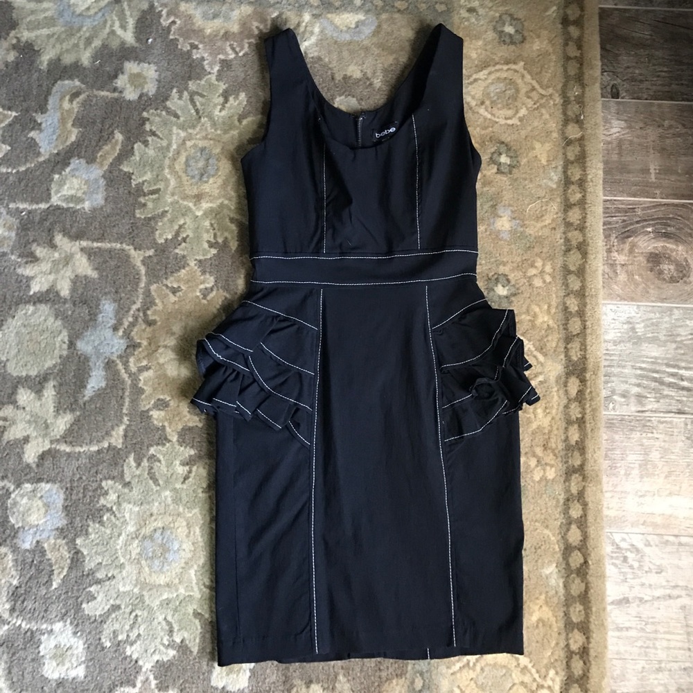 Black Bebe dress with ruffle detail