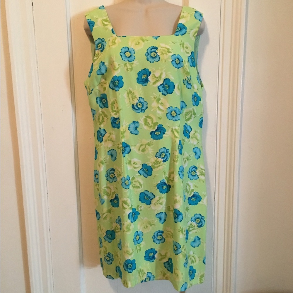 CDC Rampage lime green and turquoise sheath dress