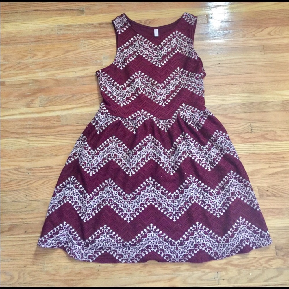 Maroon and white dress