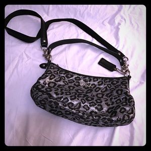 Coach Ocelot Silver and Black Cross Body Purse