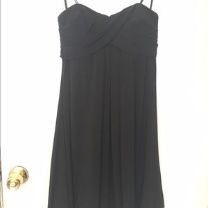 Black strapless dress.
