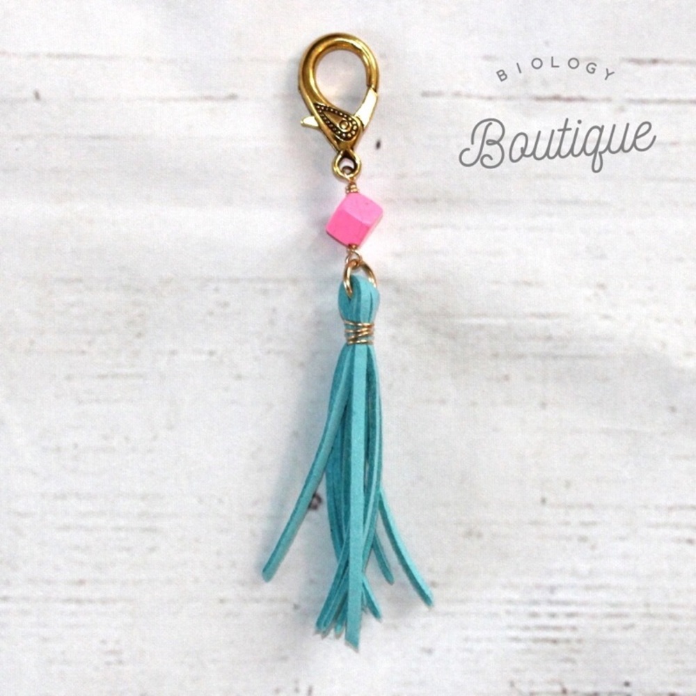 Blue and Pink Tassel Keychain