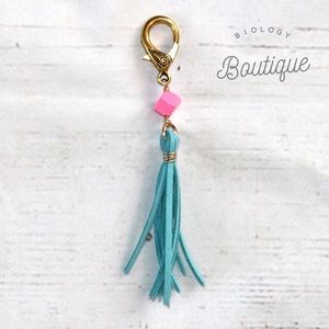 Blue and Pink Tassel Keychain