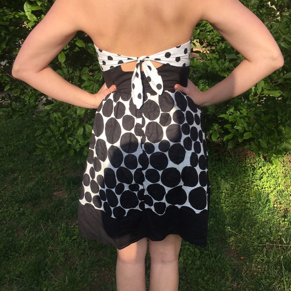 Karlie fit&flare dress,sz M, keyhole back, b&w dot - Picture 3 of 7