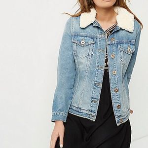 RIVER ISLAND FLEECE TRIM DENIM JACKET