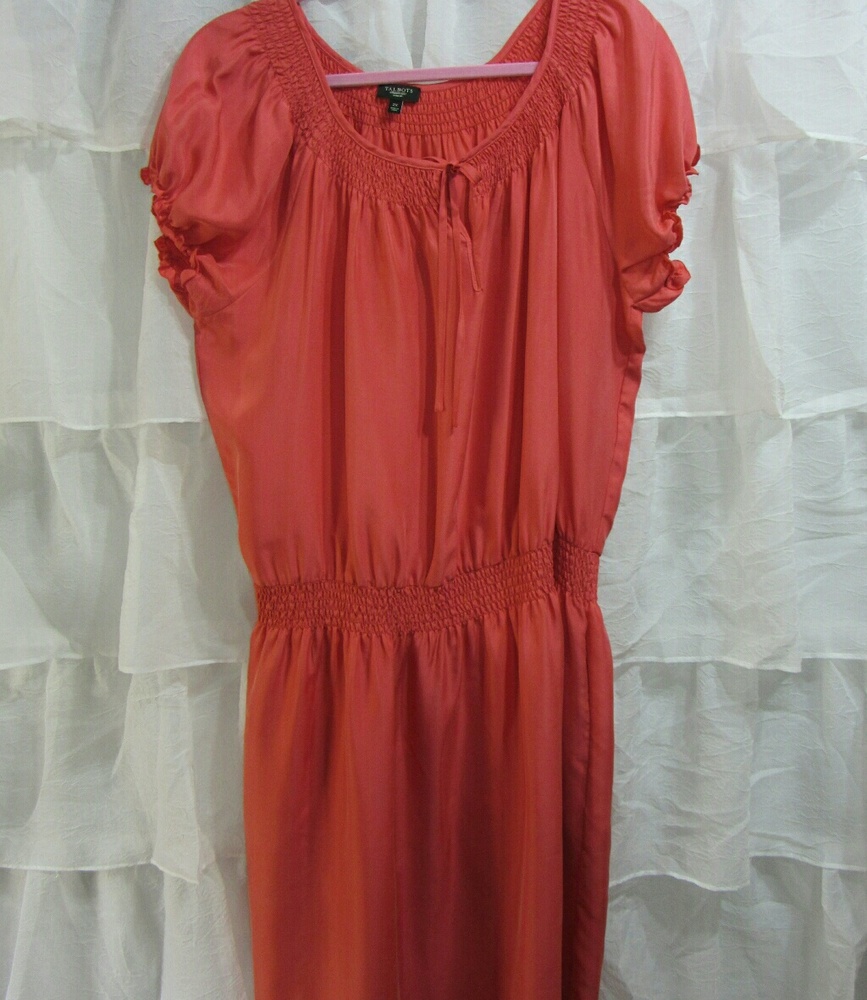 Talbott Women 2x 100% Silk Coral Spring Dress