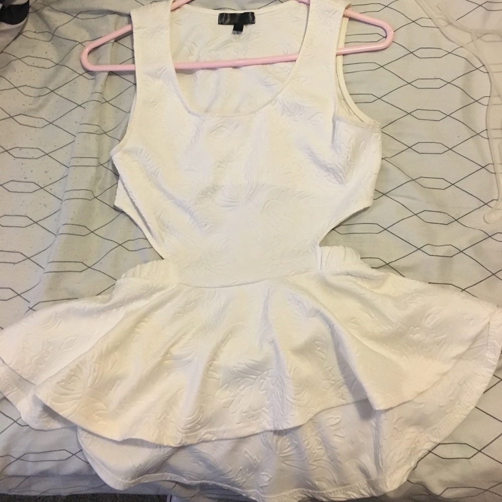 White Peplum top with back cut out