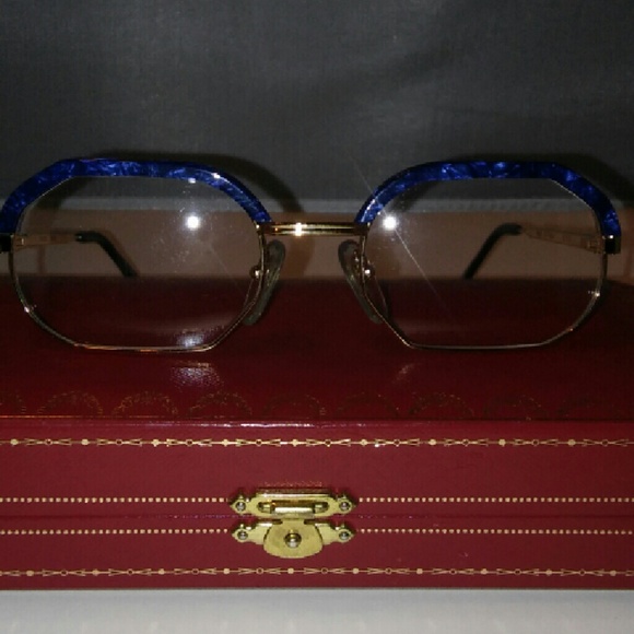 Mens 18K & BLUE BUFFALO HORN vintage eyeglasses!! - Picture 2 of 4