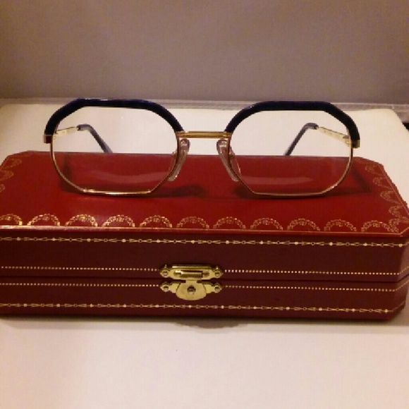 Mens 18K & BLUE BUFFALO HORN vintage eyeglasses!! - Picture 3 of 4