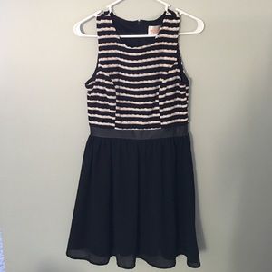 Moon Black and Ivory Scallop Dress