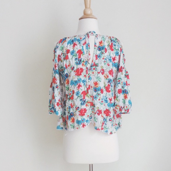 LOWEST ❗️Floral rayon off-shoulder top ivory - Picture 5 of 7