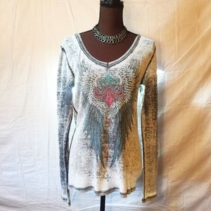 Blingy fleur de lis thermal top