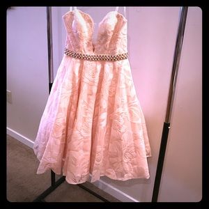 Mac duggal pink tea length prom dress