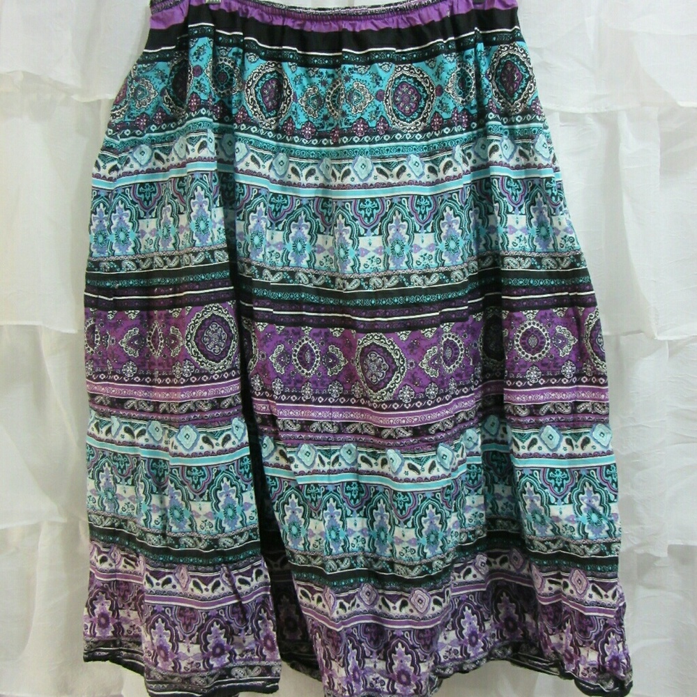 Plus Size 18W Venezia 1X 2X Boho Maxi Skirt