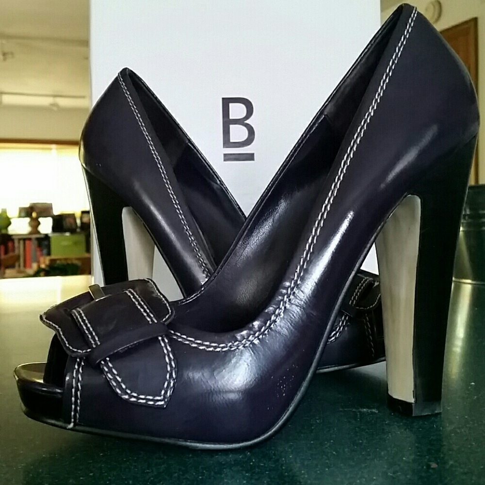 Baker's Mei Purple Buckle Peep Toe Pump Heels