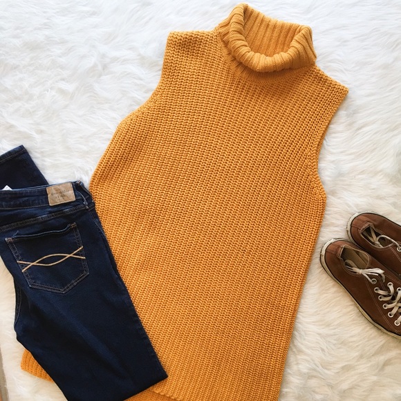 Jules + Leopold Sweaters - Jules + Leopold Mustard Sleeveless Turtleneck