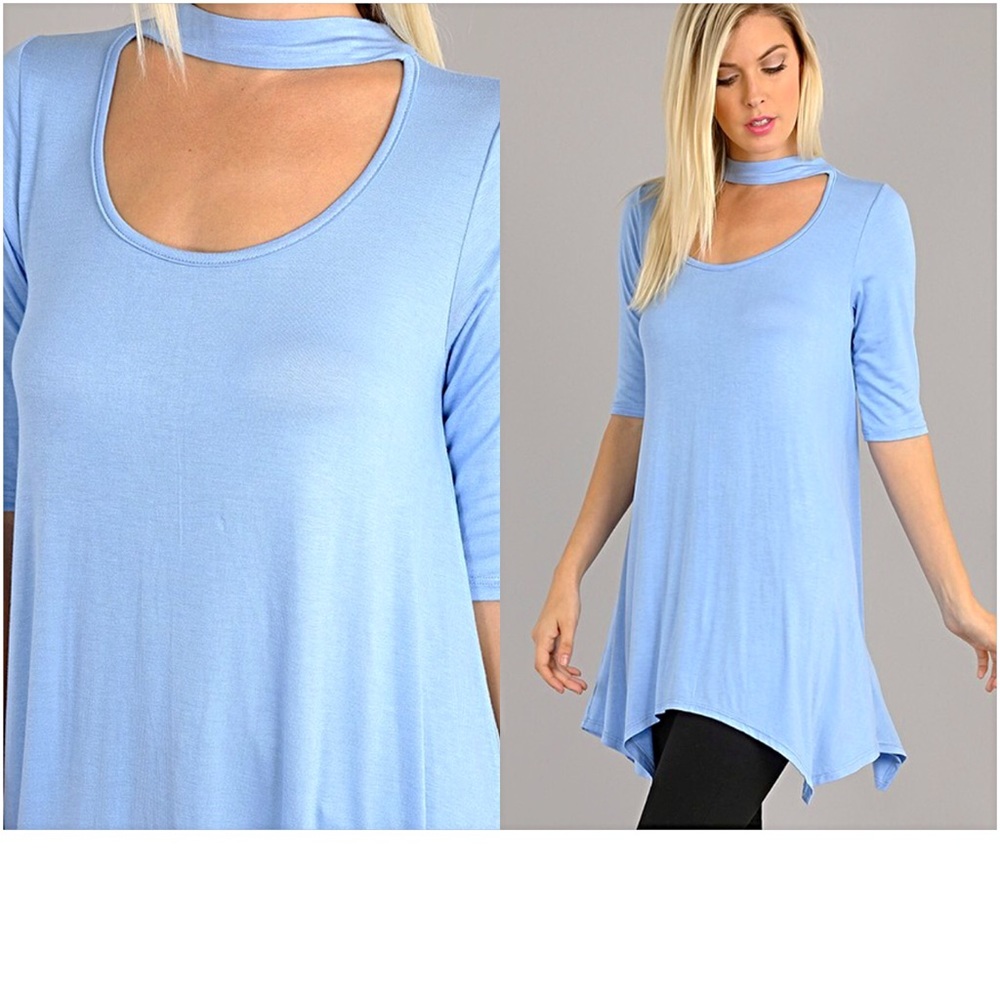 🔴PRICEDROP🔴Blue Chic Choker Tunic Top M - Picture 2 of 5