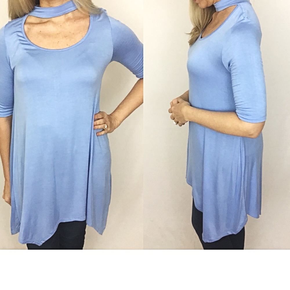 🔴PRICEDROP🔴Blue Chic Choker Tunic Top M - Picture 5 of 5