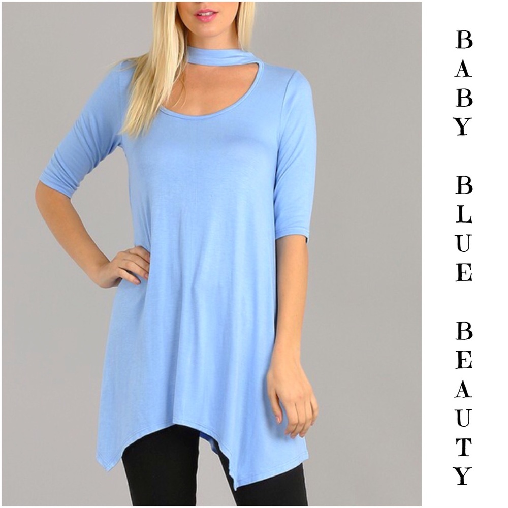 🔴PRICEDROP🔴Blue Chic Choker Tunic Top M - Picture 3 of 5