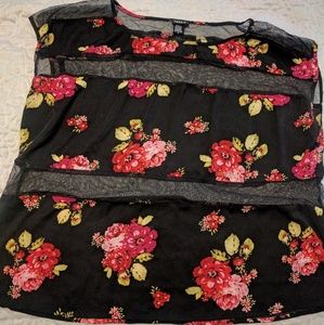 Black floral top, size 2