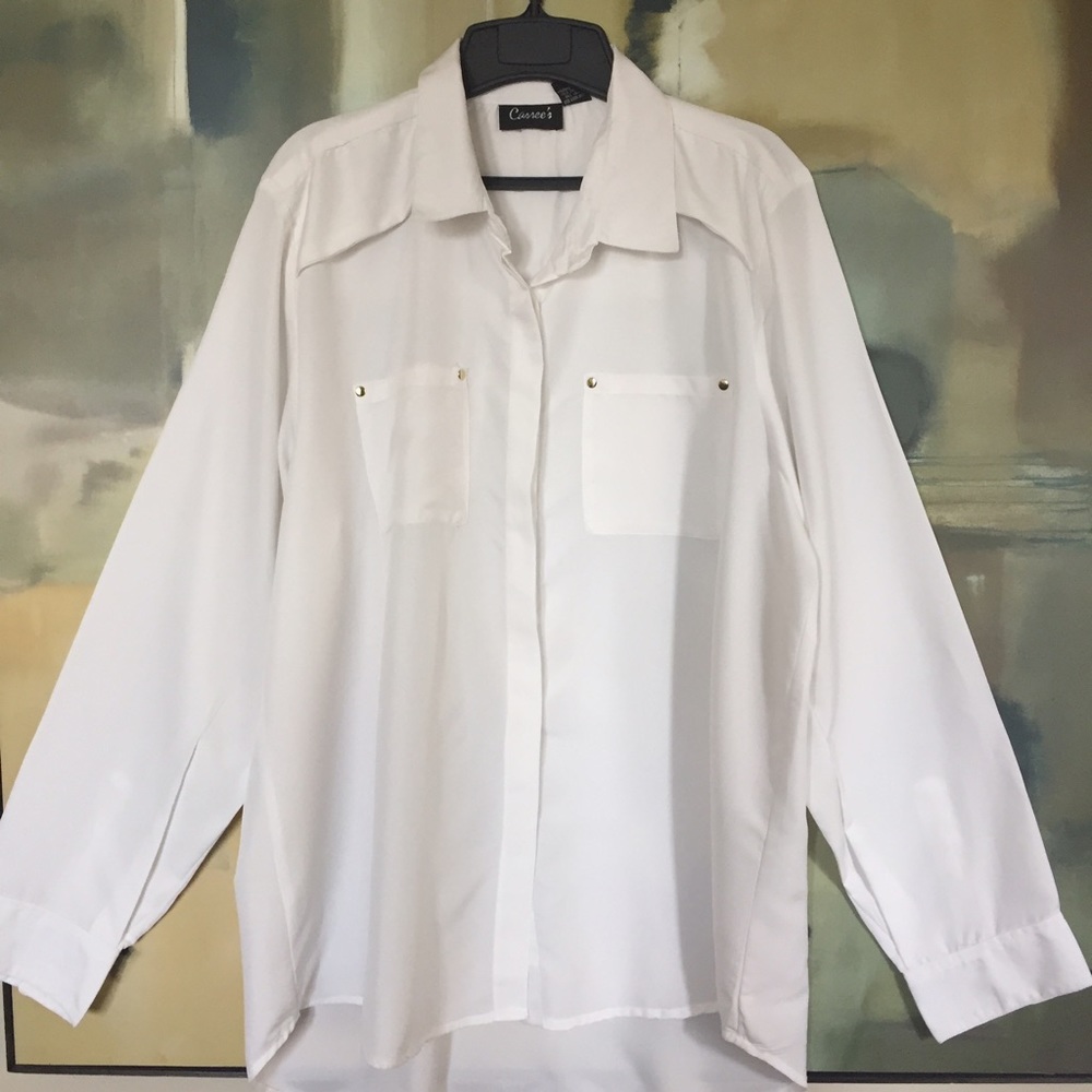 Cassee's button down blouse, white, size 2X