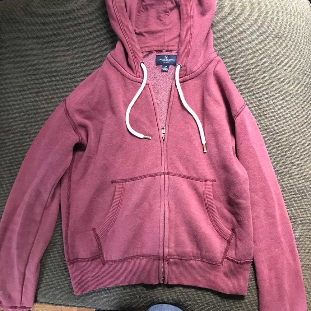 Burgundy zip up jacket