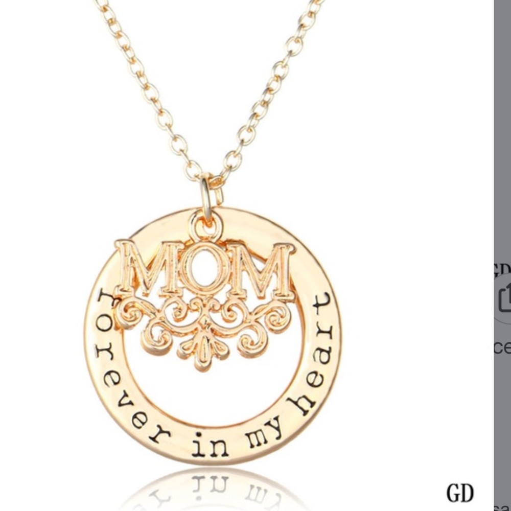 rose.gold plated forever in my heart mom necklace