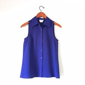 UO Blue Sleeveless Button-Up