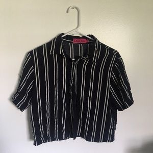 Vertical Striped Cropped Tee