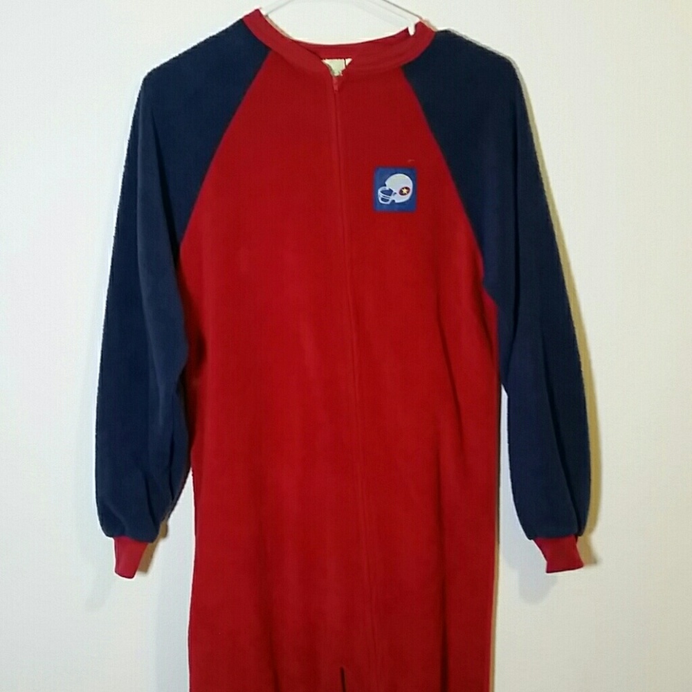 Red and blue footie onesie