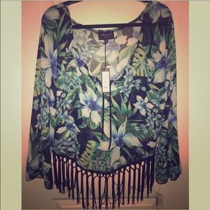 Romeo + Juliet Couture Floral Fringe Top
