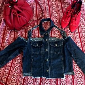 Deconstructed Vintage Dark Denim Jacket ❤