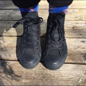 All Black High Top Converse All Stars