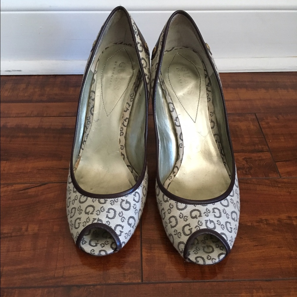 LAST DAY❗️Guess "G" Pattern Peep-Toe Heels