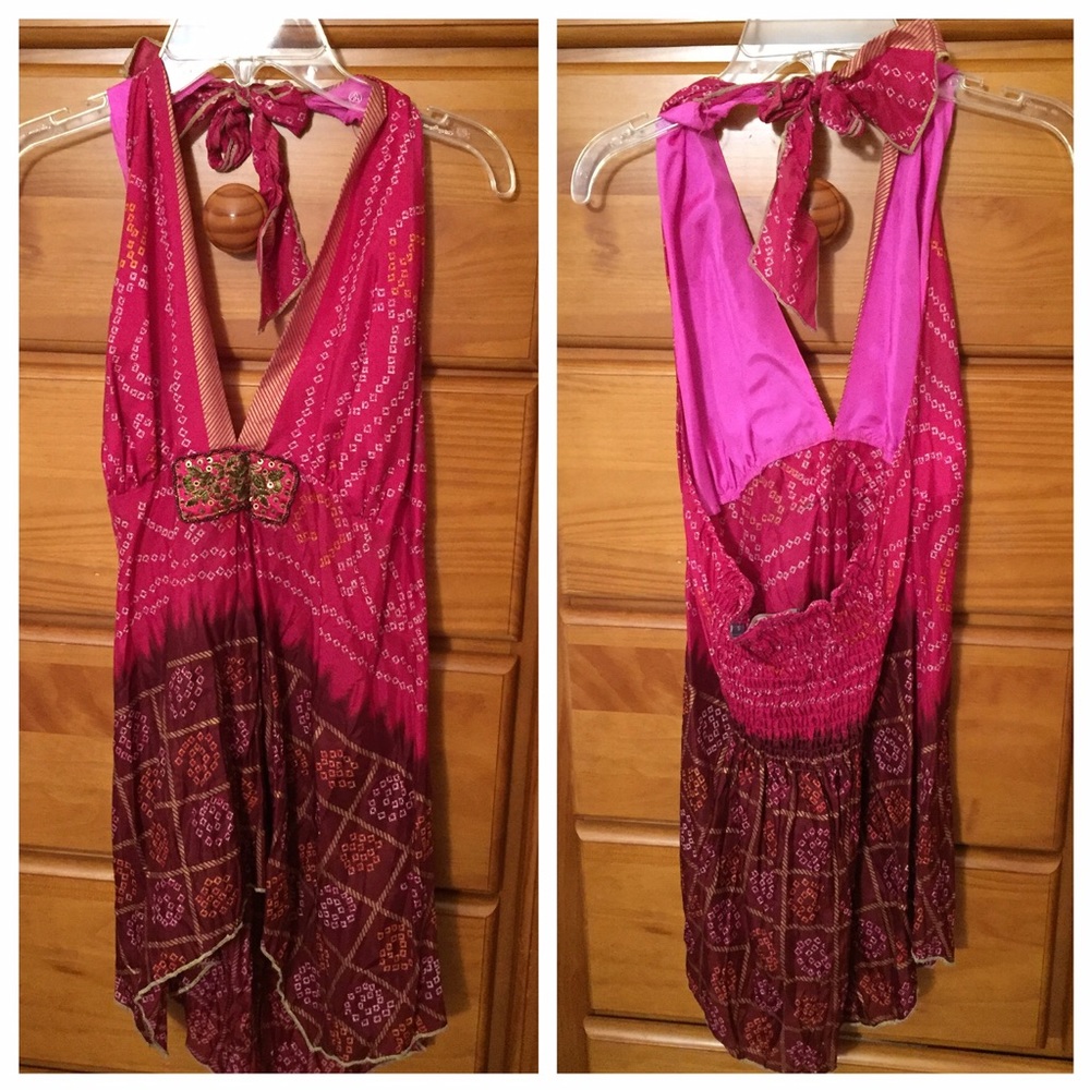 Fuschia beaded halter top