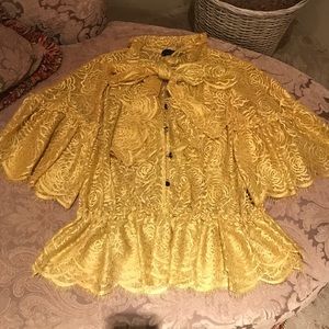 Yellow flower lace Robert Rodriguez blouse