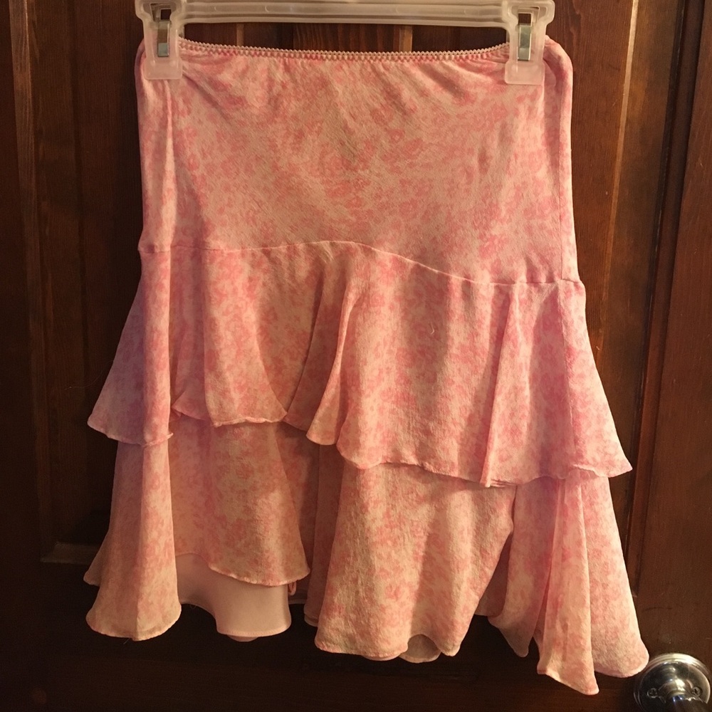 Pale pink ruffled skirt