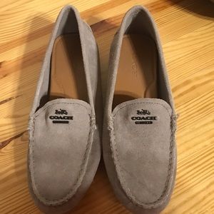 Gray Suede Coach Loafer Flats